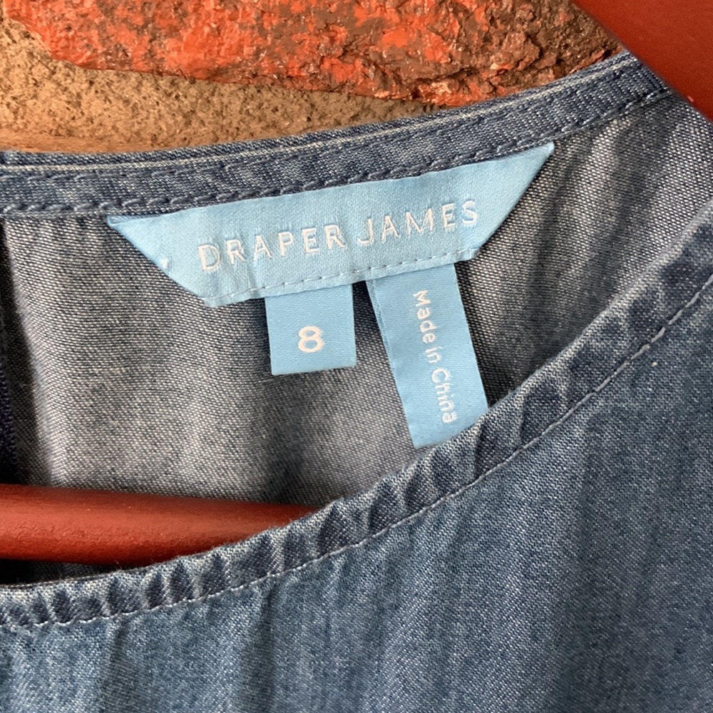 Draper James Ruffle Sleeve Chambray Blue Denim Dress - Picture 5 of 10